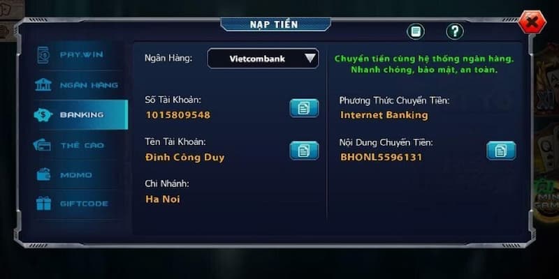 B52 club - Cổng game bài bom tấn nổi tiếng nhất hiện nay 5 Phương thức nạp tiền nhanh chóng