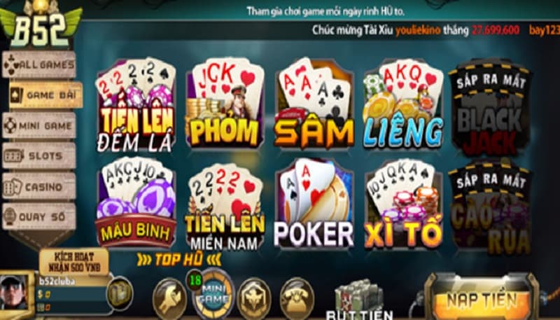 B52 - Sân chơi giải trí đỉnh cao hiện nay 2 Game bài hấp dẫn đang có tại B52