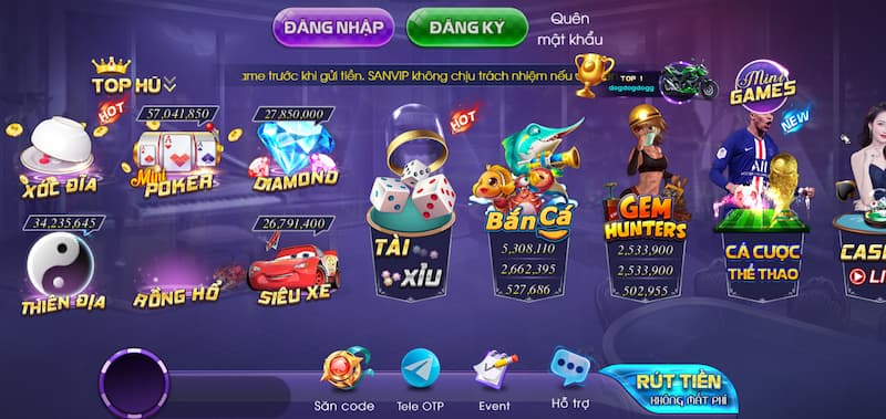 San Club - Khám phá cổng game giải trí hot nhất 2024 2 Những trò chơi có tại San Club